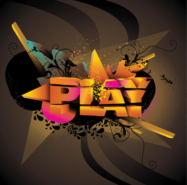 立体文字のテーマ ベクター材料-4