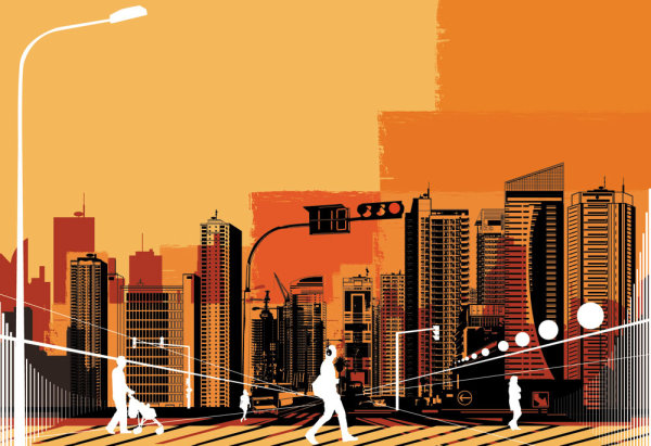 ファッション都市シルエット 03 の要素 - ベクター