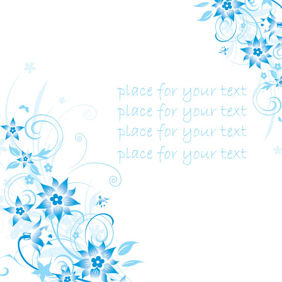 シンプルなブルーの手描きの花とテキストの背景のパターン ベクター 4 無料素材イラスト ベクターのフリーデザイナー