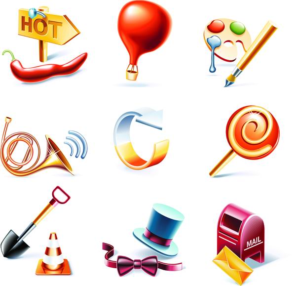 スタイリッシュな立体リビング アイコン ベクター材料-1