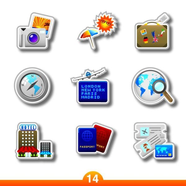 旅行商品ラベル ベクターを識別します。