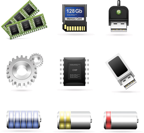 コンピューター付属品のテーマ アイコンのベクター素材
