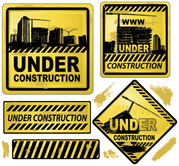 黄色の警告サイン 01 - ベクター