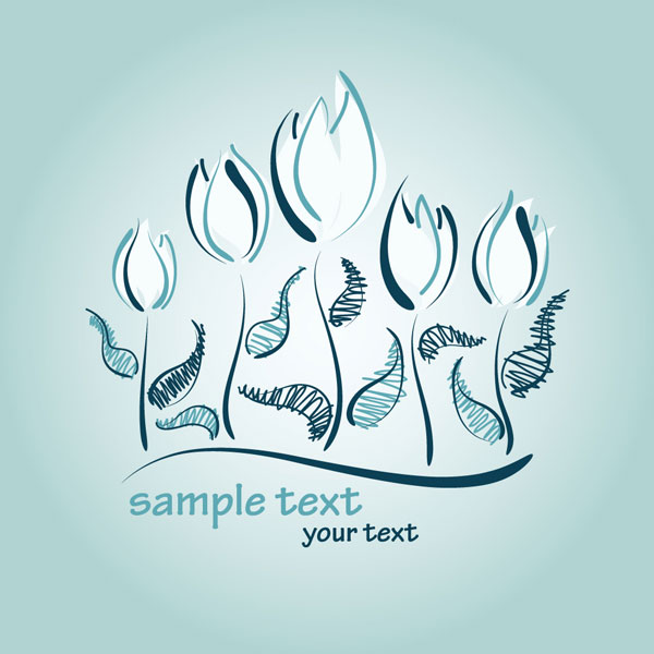 手描きのチューリップのベクター素材