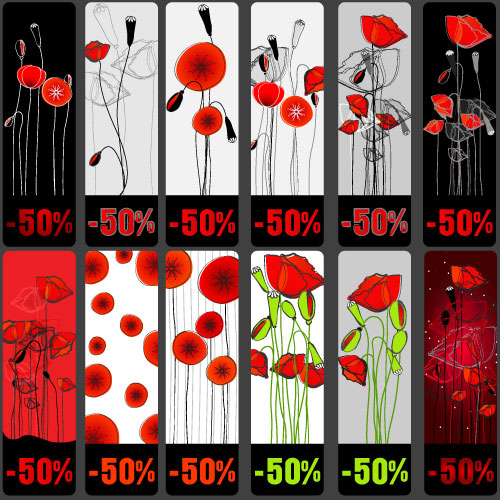 花トピック割引タグ ベクター材料
