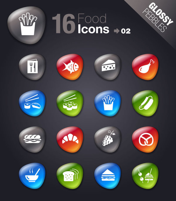 滑らかに柔らかい石アイコン 02 - ベクター素材