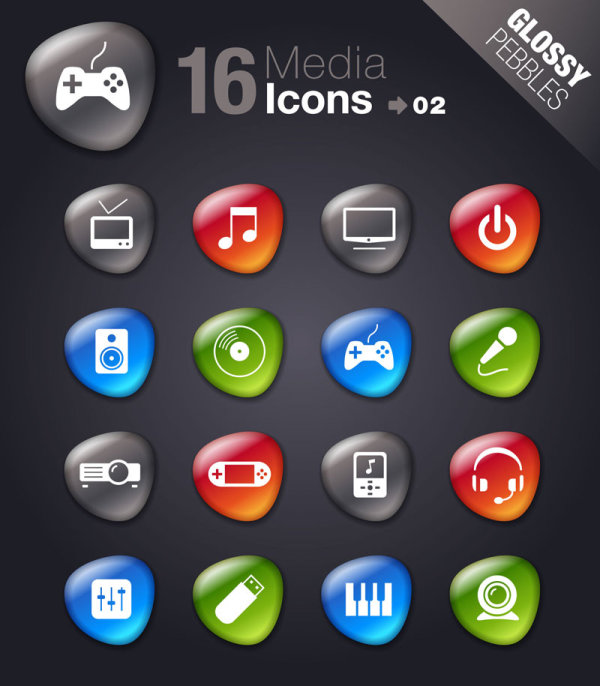 滑らかに柔らかい石アイコン 05 - ベクター