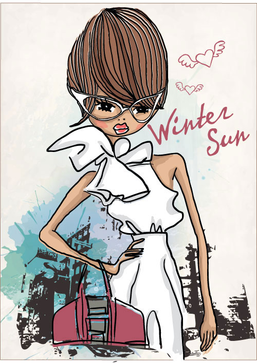 ファッション ショッピング女の子 02 - ベクター素材