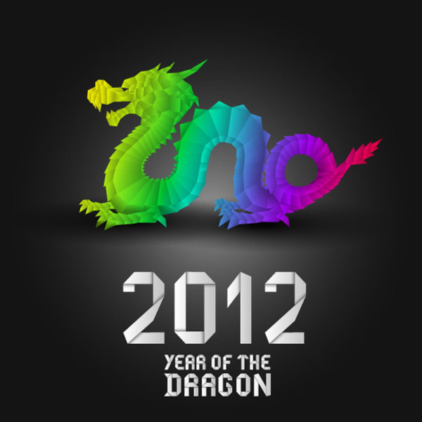 2012 年のドラゴン デザイン 03 - ベクター素材