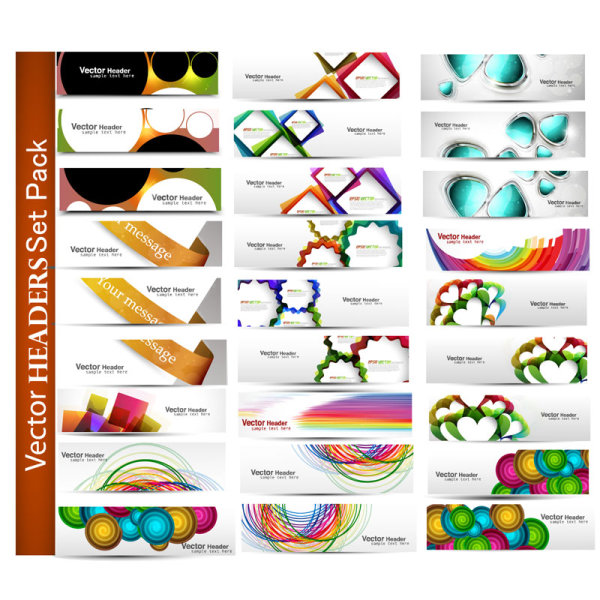 ファッション パターン バナー 01-ベクター素材