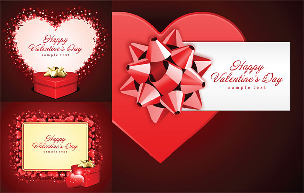 ロマンチックなバレンタインの日ギフト カード ベクトル材料