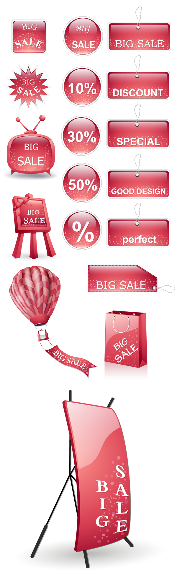 広告ディスプレイ ラックとラベル ベクター