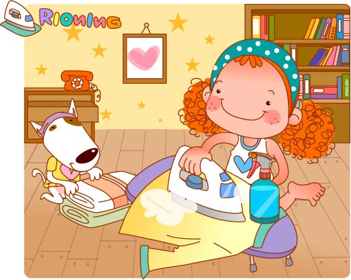 一括ベクターと住んでいる女の子