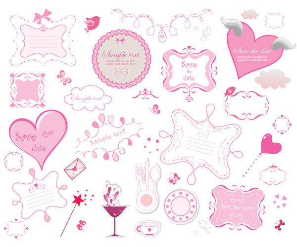 ピンクのロマンチックな要素 - ベクター素材