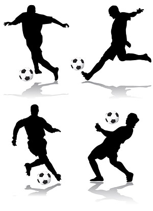 4 サッカー アクション フィギュア シルエット ベクター