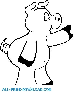 豚ポインティング ベクターの漫画 - 無料ベクター