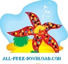 ヒトデ 3 ベクター漫画 - 無料ベクター