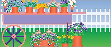 ドア ベクター風景 - 無料ベクターを鉢に植物の花