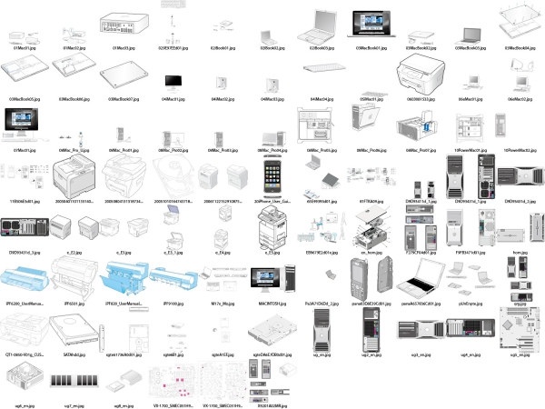 さまざまなコンピューター製品ライン描画ベクター無料ベクター 19.61 MB