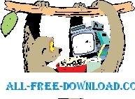 ナマケモノを見てテレビ ベクター漫画 - 無料ベクター