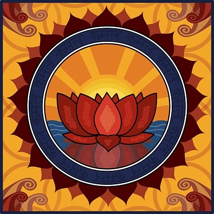 ロータス モチーフの背景黄色の装飾伝統的な方向スタイル無料ベクター 369.87 KB