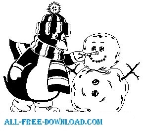 雪だるまベクター漫画 - 無料ベクターとペンギン